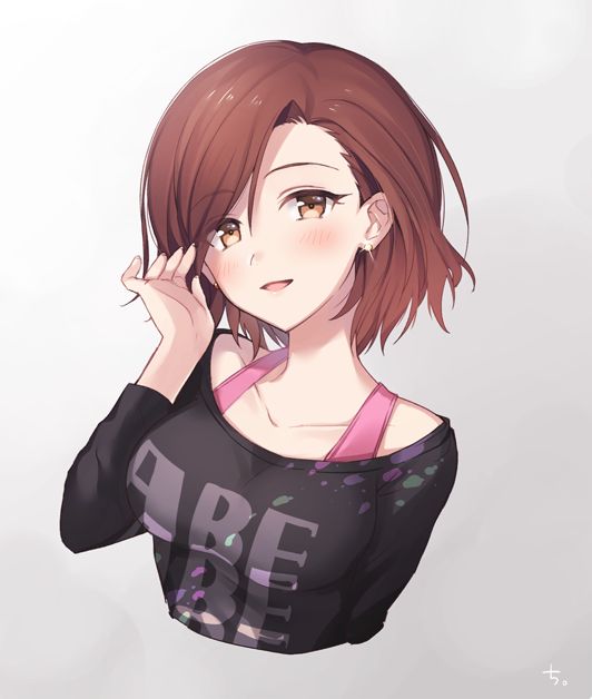 haired girl brown Short anime